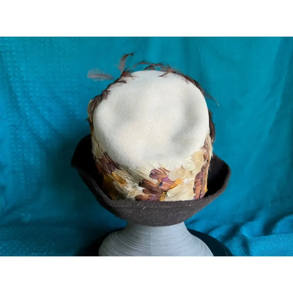 Originals by Mr josephs hat felted wool wide brim feathered - Picture 5 of 11